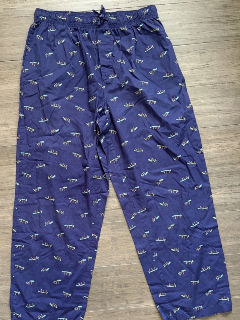IZOD Men's Large Navy Canoeing Sleep Pants 100% Cotton Lightweight Soft Comfy